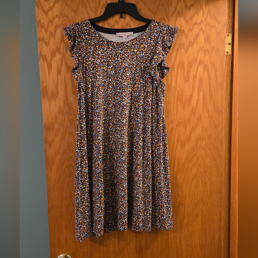 LOFT Multicolor Floral Casual Dress